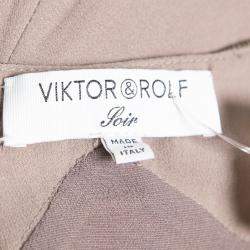 Viktor & Rolf Soir Mauve Silk Crystal Embellished Layered Flutter Sleeve Evening Gown S