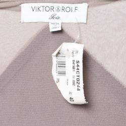 Viktor & Rolf Soir Mauve Silk Crystal Embellished Layered Flutter Sleeve Evening Gown S