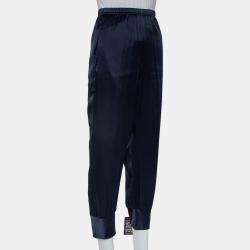 Vince Navy Blue Silk Satin Joggers L