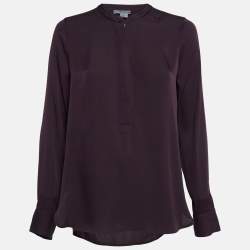 Vince Purple Satin Zip-Up Blouse S