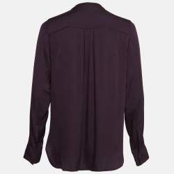 Vince Purple Satin Zip-Up Blouse S