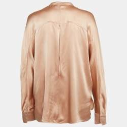 Vince Pink Satin Silk Buttoned Shirt L