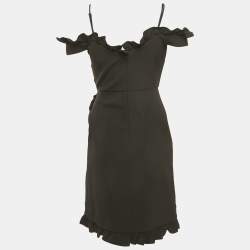 Pre Owned Violante Nessi Black Crepe Ruffled Wrap Style Mini Dress S