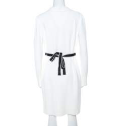 Vionnet Off-White Moss Crepe Short Tuxedo Style Wrap Dress M