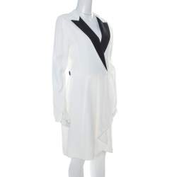 Vionnet Off-White Moss Crepe Short Tuxedo Style Wrap Dress M