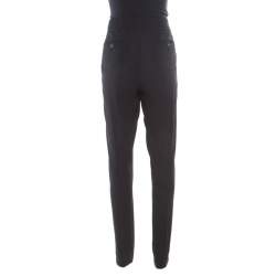Vionnet Black Crepe Pleated High Waist Tailored Trousers L