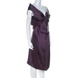 Pre Owned Vivienne Westwood Purple Satin Silk Draped Corset Bodice Dress M
