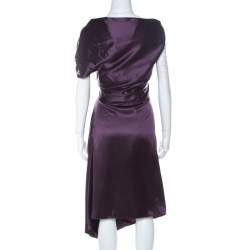 Pre Owned Vivienne Westwood Purple Satin Silk Draped Corset Bodice Dress M