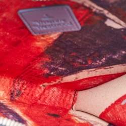 Pre Owned Vivienne Westwood Blue/Red Check Printed Saffiano Heart Zip Crossbody Bag