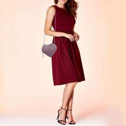 Pre Owned Vivienne Westwood Blue/Red Check Printed Saffiano Heart Zip Crossbody Bag