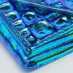 Vivienne Westwood Multicolor Iridescent Croc Embossed Leather Envelope Billfold Small Frame Wallet