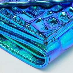 Vivienne Westwood Multicolor Iridescent Croc Embossed Leather Envelope Billfold Small Frame Wallet