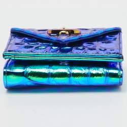 Vivienne Westwood Multicolor Iridescent Croc Embossed Leather Envelope Billfold Small Frame Wallet