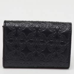 Vivienne Westwood Black Monogram Embossed Leather Envelope Billfold Small Frame Wallet