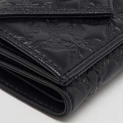 Vivienne Westwood Black Monogram Embossed Leather Envelope Billfold Small Frame Wallet