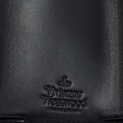 Vivienne Westwood Black Monogram Embossed Leather Envelope Billfold Small Frame Wallet