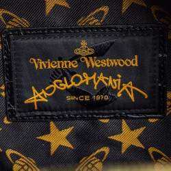 Pre Owned Vivienne Westwood Black Croc Embossed Faux Leather Round Crossbody Bag