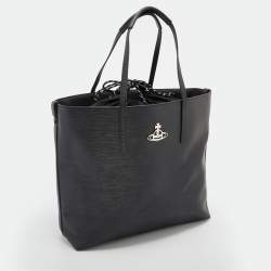 Vivienne Westwood Black Leather Shopper Tote
