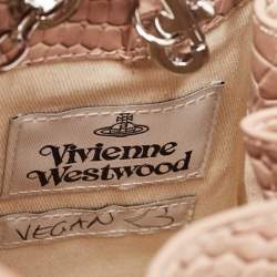 Vivienne Westwood Pink Croc Embossed Leather Chrissy Bucket Bag