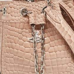 Vivienne Westwood Pink Croc Embossed Leather Chrissy Bucket Bag