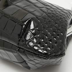 Vivienne Westwood Black Croc Embossed Leather Granny Frame Chain Clutch