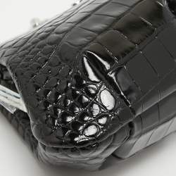 Vivienne Westwood Black Croc Embossed Leather Granny Frame Chain Clutch