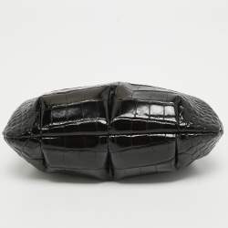 Vivienne Westwood Black Croc Embossed Leather Granny Frame Chain Clutch