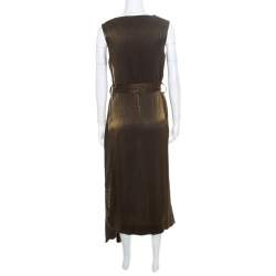 Pre Owned Vivienne Westwood Anglomnia Metallic Gold Asymmetric Hem Sleeveless Vasari Dress S