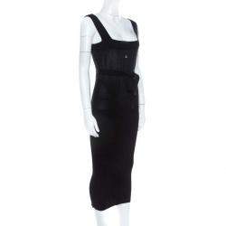 Vivienne Westwood Red Label Black Rib Knit Sleeveless Fitted Belted Midi Dress S