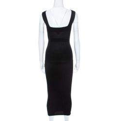 Vivienne Westwood Red Label Black Rib Knit Sleeveless Fitted Belted Midi Dress S