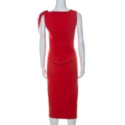 Vivienne Westwood Red Label Red Wool Asymmetrical Faux Wrap Midi Dress S 