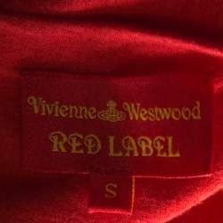Vivienne Westwood Red Label Red Wool Asymmetrical Faux Wrap Midi Dress S 