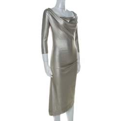 Vivienne Westwood Anglomania Metallic Stretch Knit Asymmetric Dress S 