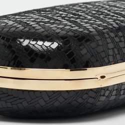 Vivienne Westwood Black Printed Patent Leather Frame Chain Clutch