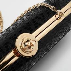 Vivienne Westwood Black Printed Patent Leather Frame Chain Clutch