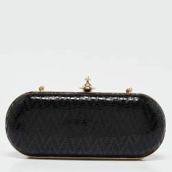 Vivienne Westwood Black Printed Patent Leather Frame Chain Clutch