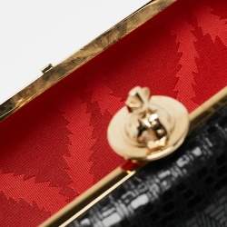 Vivienne Westwood Black Printed Patent Leather Frame Chain Clutch