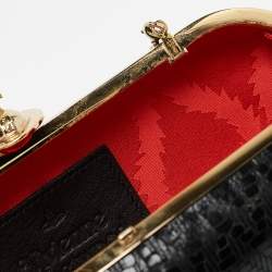 Vivienne Westwood Black Printed Patent Leather Frame Chain Clutch