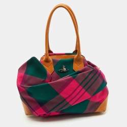 Vivienne Westwood Multicolor Check Canvas and Leather Satchel