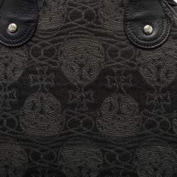Vivienne Westwood Black Leather and Jacquard Orb Print Satchel