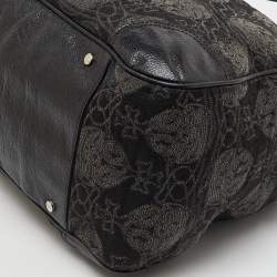 Vivienne Westwood Black Leather and Jacquard Orb Print Satchel