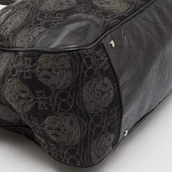 Vivienne Westwood Black Leather and Jacquard Orb Print Satchel