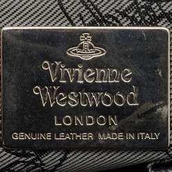 Vivienne Westwood Black Leather and Jacquard Orb Print Satchel