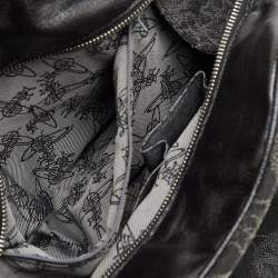 Vivienne Westwood Black Leather and Jacquard Orb Print Satchel