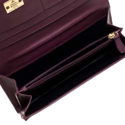 Pre Owned Vivienne Westwood Plum Croc Embossed Patent Leather Flap Continental Wallet