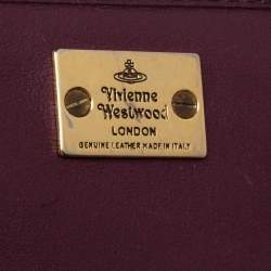 Pre Owned Vivienne Westwood Plum Croc Embossed Patent Leather Flap Continental Wallet