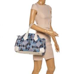 Vivienne Westwood Blue/White Printed Canvas and Leather Dome Satchel