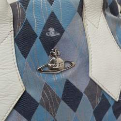 Vivienne Westwood Blue/White Printed Canvas and Leather Dome Satchel