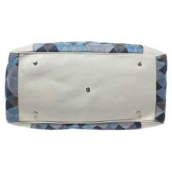 Vivienne Westwood Blue/White Printed Canvas and Leather Dome Satchel