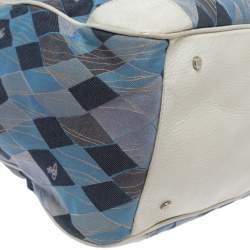 Vivienne Westwood Blue/White Printed Canvas and Leather Dome Satchel